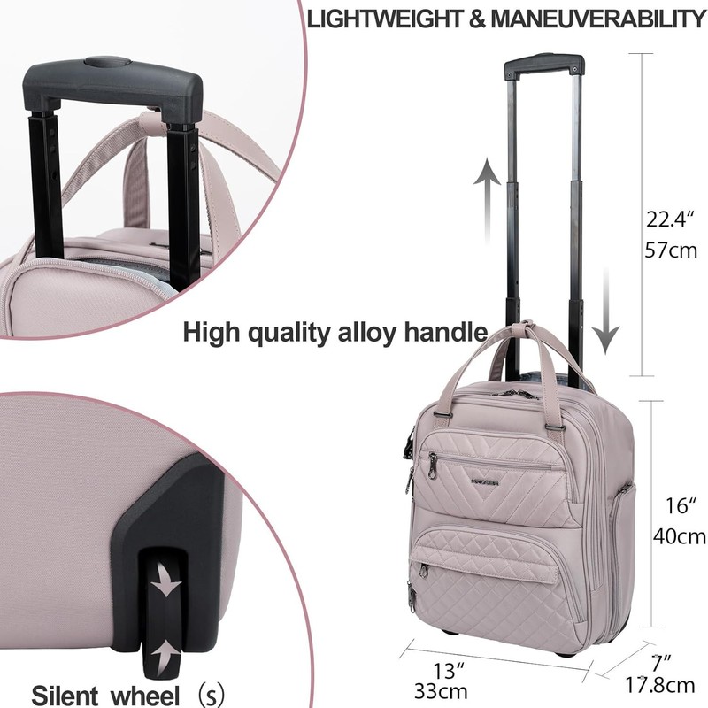 Multi-Functional 16-Inch Underseater Luggage - Secure & Stylish in Dusty Pink gallery