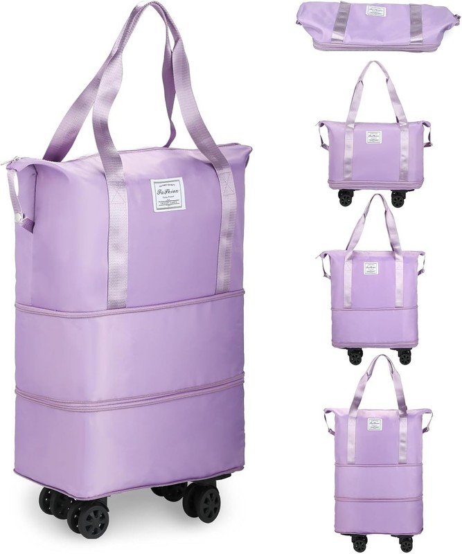 Travel-Ready Large Rolling Duffle Bag with Water-Repellent Oxford Cloth - 58L gallery