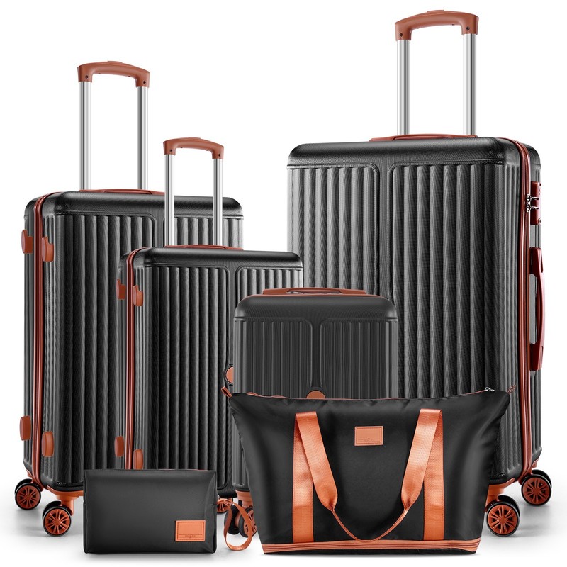6 Piece Luggage Set with TSA Lock Hardshell ABS+PC Suitcase Set 5-YEAR WARRANTY