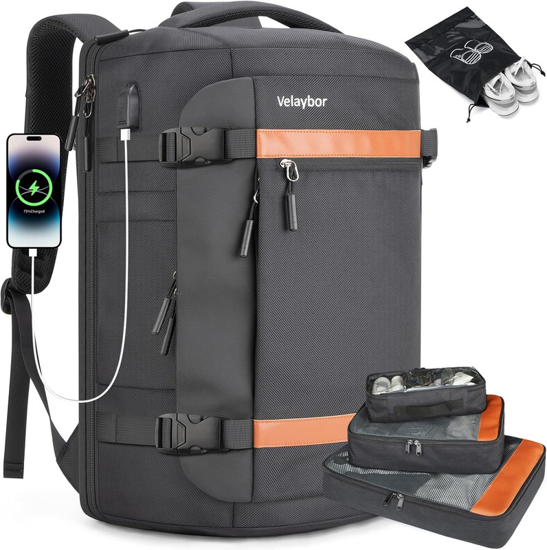 42L Travel Backpack with 4 Packing Cubes, TSA Friendly Flight Approved Carry-On