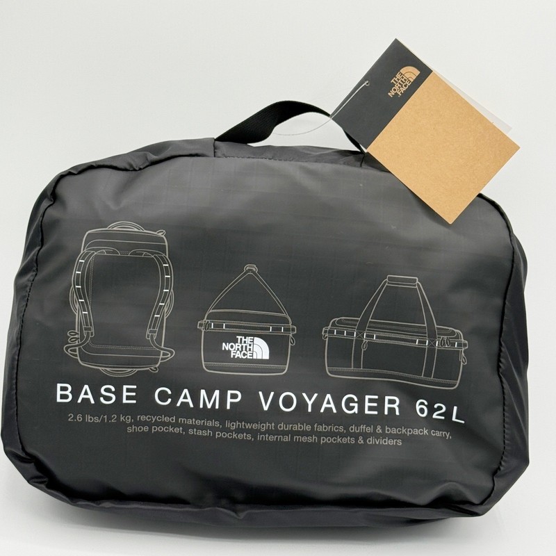 The North Face Base Camp Voyager 62L Duffel Bag Black White NF0A52S3 NEW