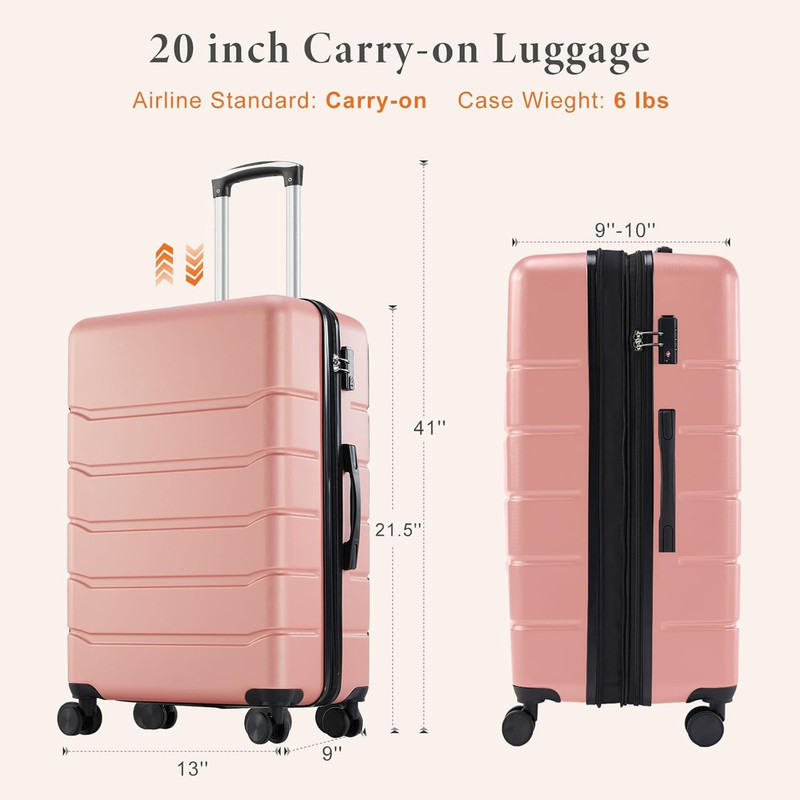 DUMOS HOME Hard Shell ABS Suitcase with TSA Lock,Lightweight Expandable Suitcase