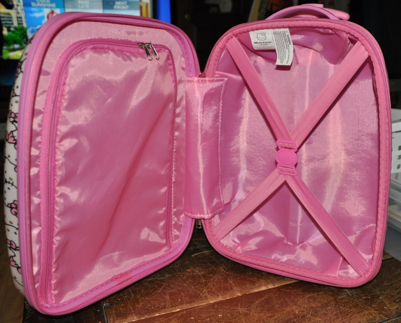 Sanrio Hello Kitty Hard Shell Rolling Carry On Luggage All Over Kitty Print EUC gallery