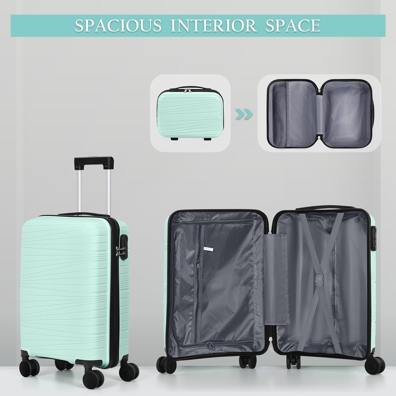 Airline Approved 20inch Carry On Luggage with Lock, Spinner Wheels + 14inch Case gallery