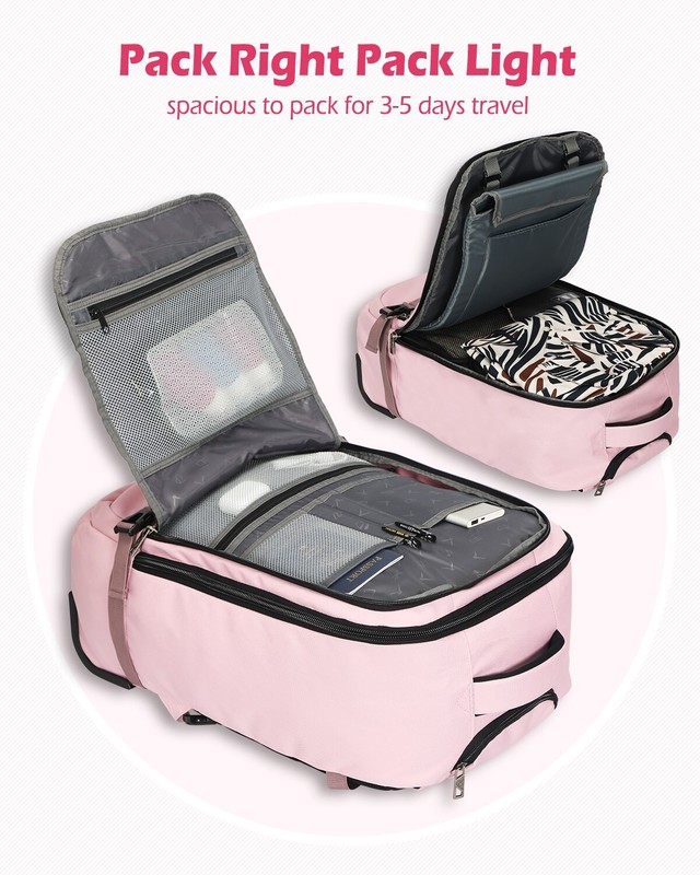 Hynes Eagle 42L Rolling Backpack Flight Approved Carry on Luggage TSA Suitcase gallery