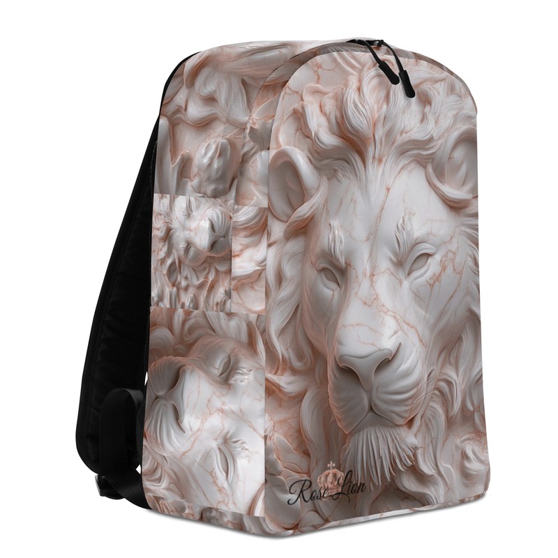 Stylish Lion Face Backpack – Rose Marble Minimalist Travel, Laptop, School Bag gallery