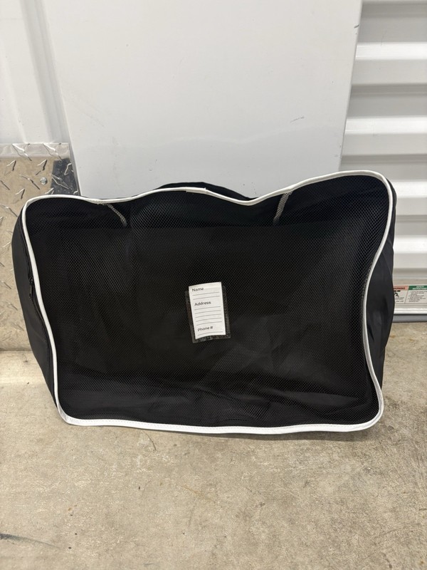 15" Black Nylon Mesh Panel Accessory Travel Bag White Piping Zipper Handle gallery