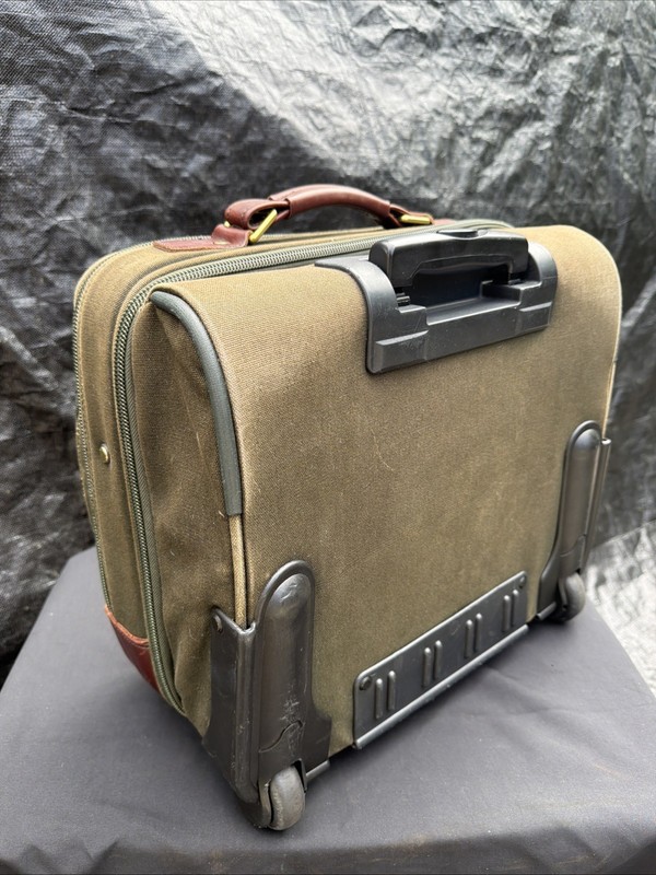 Orvis Battenkill Rolling Briefcase Business Class Bag Leather Green Canvas 16x14 gallery