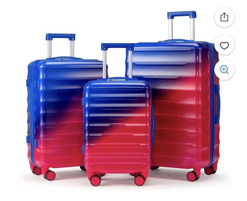 FcH 3-Piece Hardshell Luggage Set Lightweight ABS+PC Carry On Suitcase w/ Wheels
