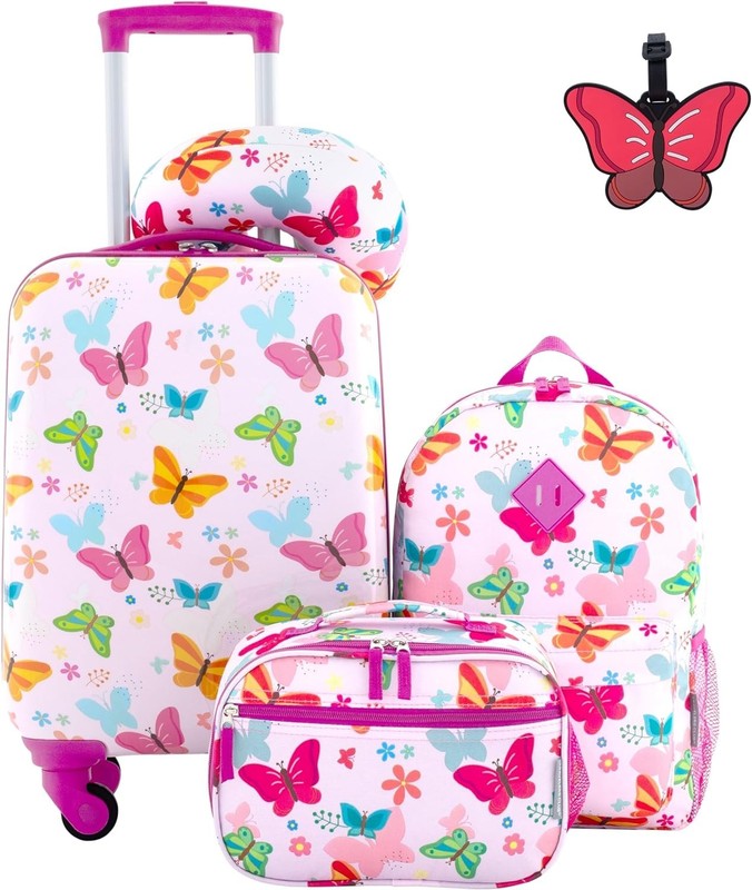 Stylish 5-Piece Kids’ Luggage Set with Butterfly Design: Perfect for Any Trip