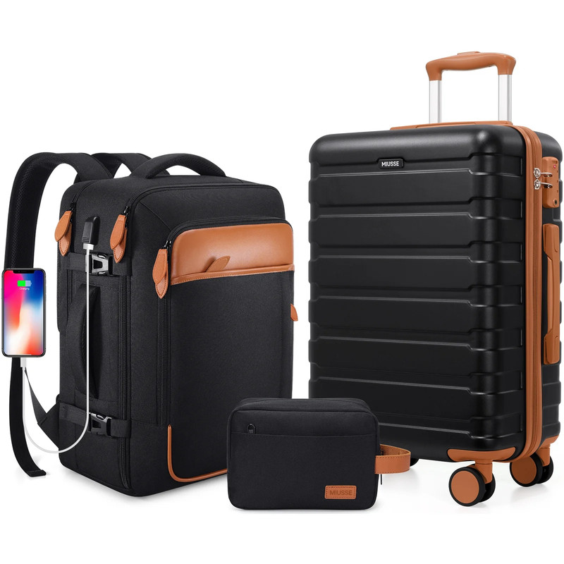 Carry on Luggage Set 3 Piece Hard Shell Luggage Sets with YKK Zipper Spinner Whe