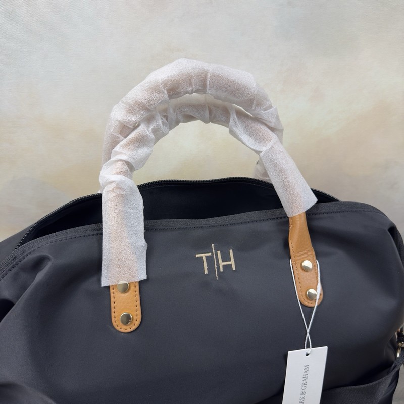 Mark & Graham Terminal 1 Expandable Travel Tote Bag Black Monogrammed “TH” NWOT gallery