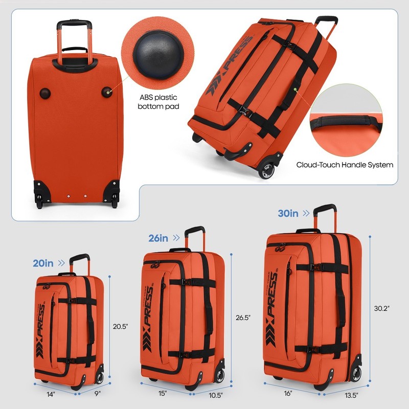 Lightweight Rolling Duffle Bag Waterproof Softshell Travel Suitcase 20“/26”/30“ gallery