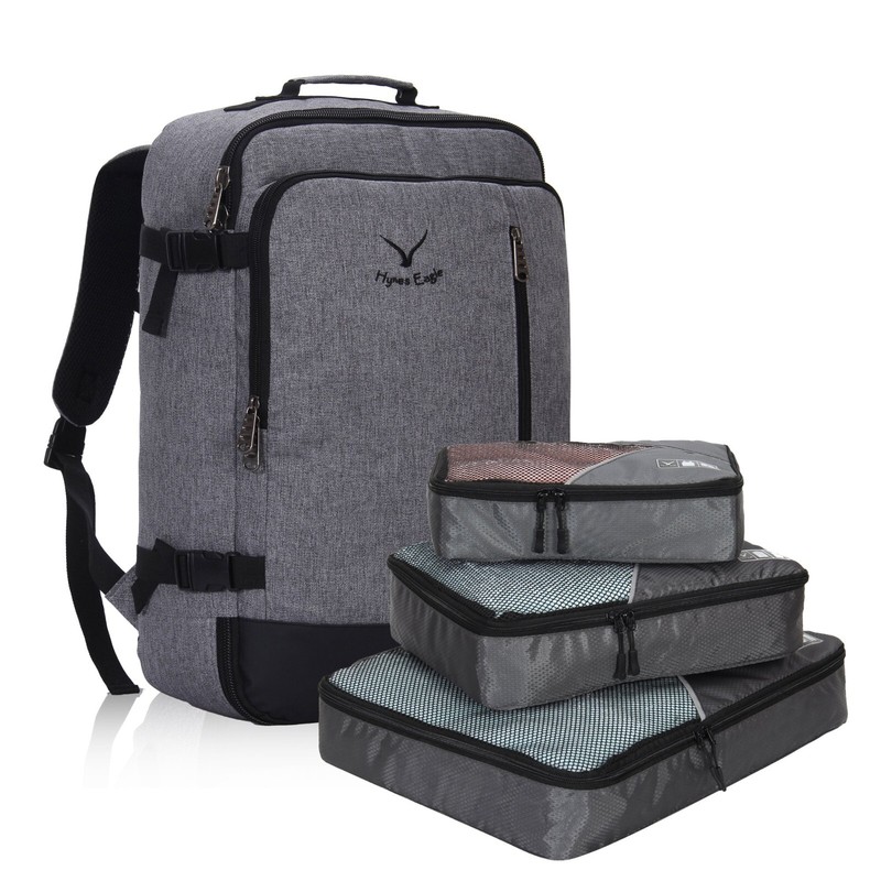 38L Flight Approved Carry On Backpack Weekender Luggage with 3pcs Packing Cubes