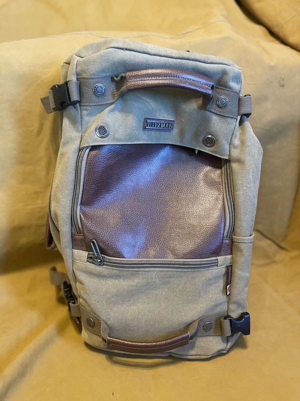 WITZMAN Travel Backpack for Men Canvas Rucksack Vintage Duffel Bag TAN
