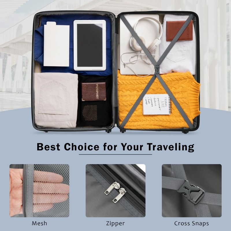 2 Pieces Luggage Sets Lightweight Carry On Suitcase With Spinner Wheels TSA Lock gallery