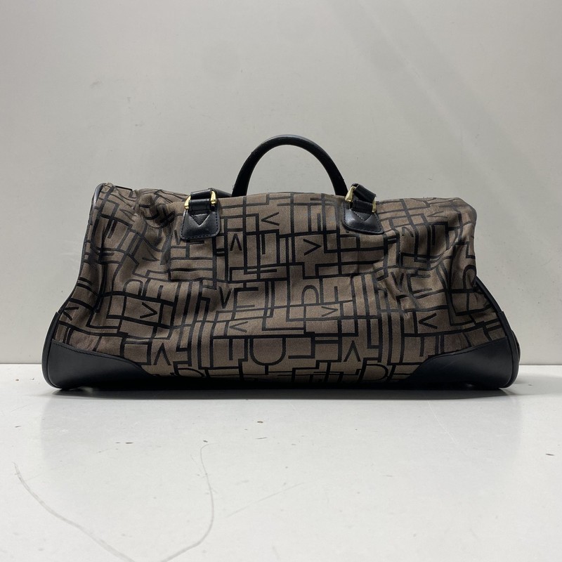 Diane von Furstenberg Brown Monogram Canvas Duffel Satchel Travel Bag Large gallery