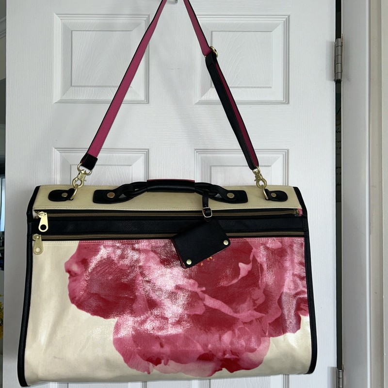 Isaac Mizrahi Pink Floral Garment Bag Adjustable Straps Carry On