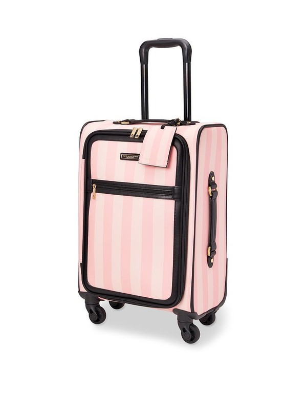 Victoria’s Secret Iconic Pink Stripe Carry-On Wheelie Suitcase Luggage NWT