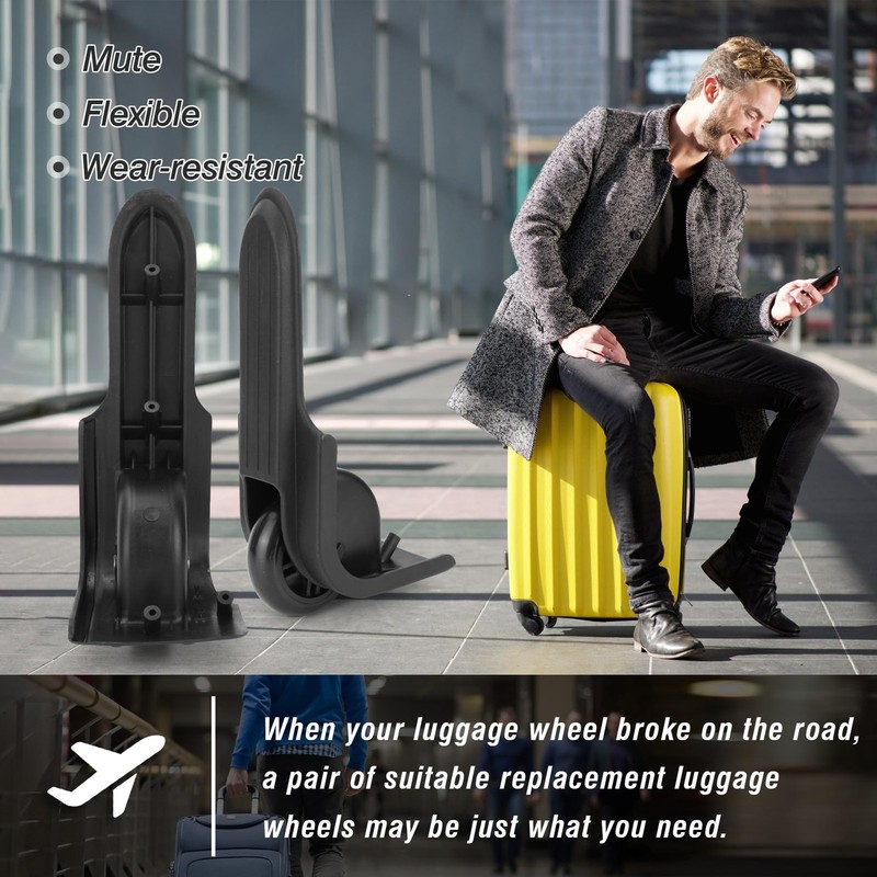 2 PCS Luggage Replacement Wheels Rear Suitcase Repair ZD-011 Universal Part gallery
