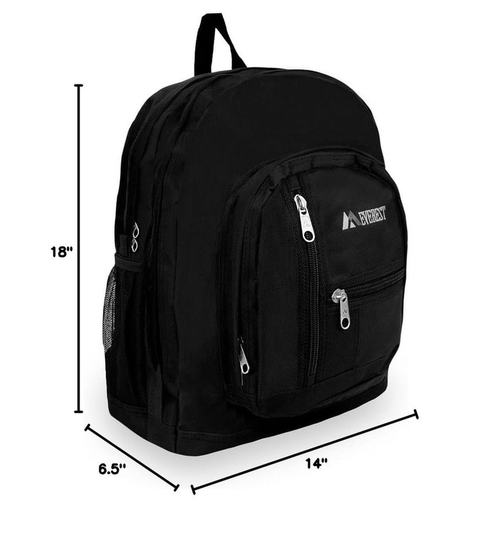 Everest Double Main Compartment Backpack, Black, One Size gallery