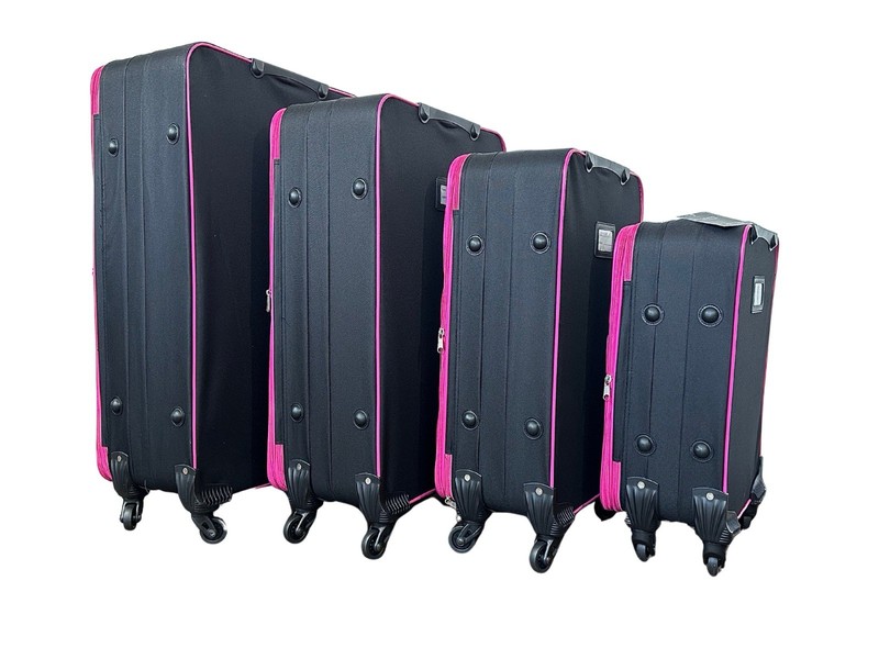JANE & BERRY 4 Piece Soft Side Extendable Upright Luggage Set - Black / Pink gallery