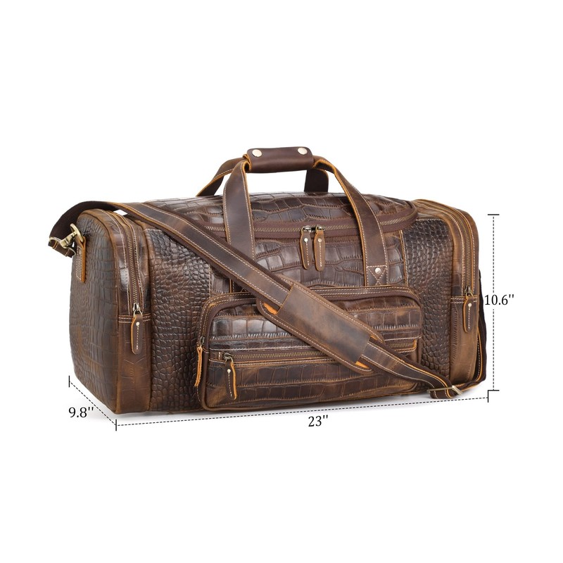 Polare 23" Crocodile Pattern Cowhide Leather Gym Duffle Weekender Overnight T... gallery