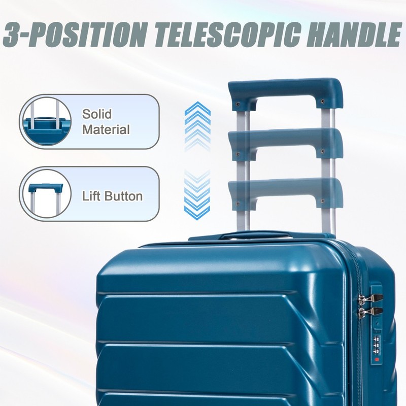 14-inch/20-inch ABS spinner luggage set, 2 pieces, with combination lock ( Blue) gallery