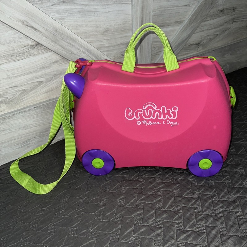 Melissa & Doug Trunki Kids Ride-On Suitcase Carry-On Luggage pink purple green