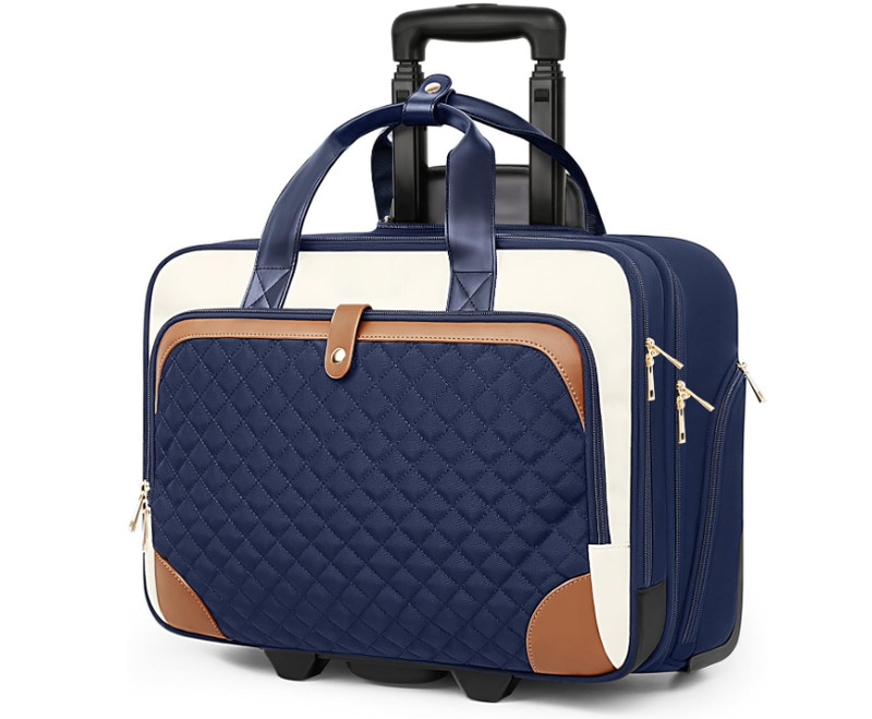 Bolso Portátil con Ruedas 16” para Mujer, Maletín Viaje Trabajo Ligero, azul ma