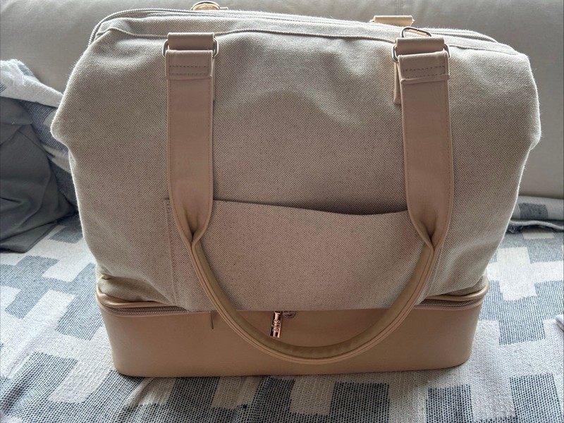Beis Convertible Mini Weekender Beige with Strap and Laptop Sleeve Used Once