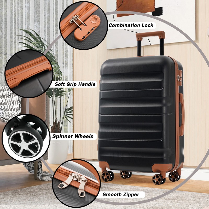 Hardshell ABS Luggage Set Durable Carry-On Suitcases Check-In Sizes for Travel gallery