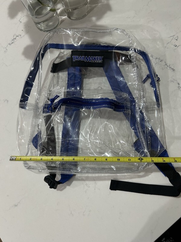 Trailmaker Classic Clear Backpack Transparent Blue Trim School Stadium Bags NWOT gallery
