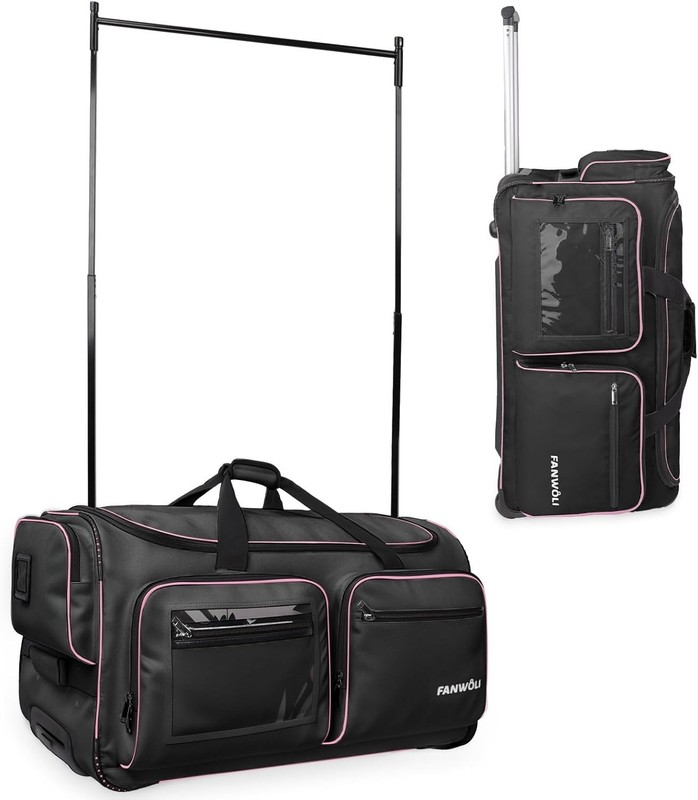 28″ Dance Bag with Garment Rack, Stable System Lightweight Fabric Rolling Duffle