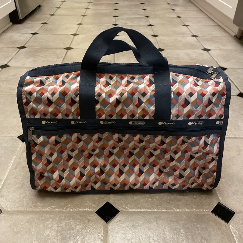 LeSportsac Geometric Patterned Weekender Travel Duffle Duffel Carry On Bag