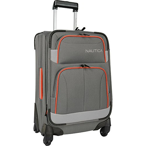 Nautica Centerline soft shell 4 piece luggage set in grey/orange/light grey