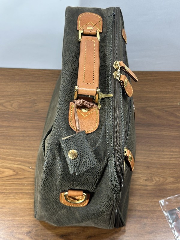 Vintage Bric's Pebbled Brown Leather Satchel Luggage Carry On- Made in Italy gallery