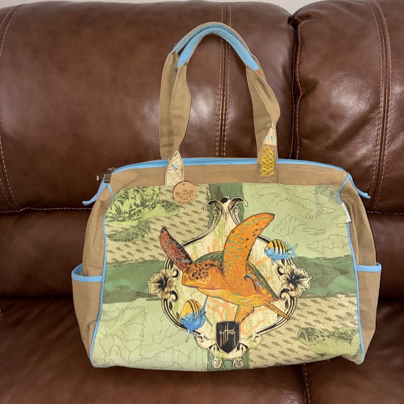Guy Harvey Sea Turtle Canvas Weekender/Duffle Bag 24" Resort Beach Bag