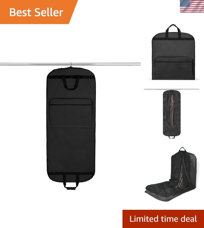 Lightweight 60-Inch Polyester Garment Bag with Front Pocket & Easy Carry Handle