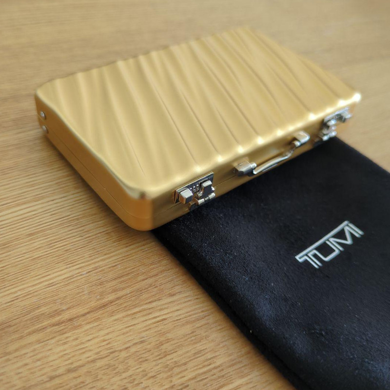 TUMI attaché novelty Aluminum Card Case Gold Color From JAPAN gallery