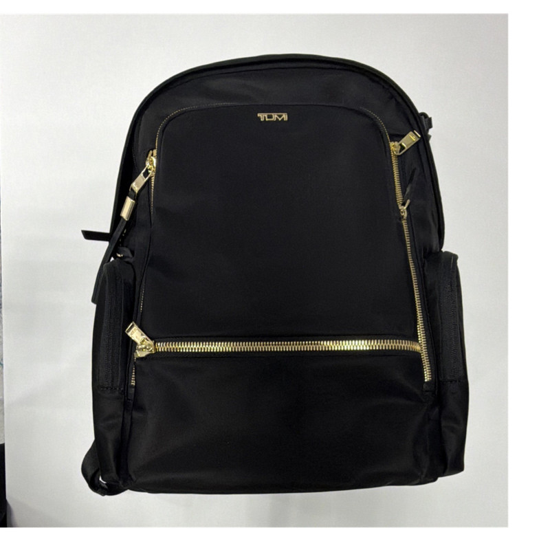 TUMI Black & Gold Backpack Adjustable Straps Multiple Compartments 196600DGLD