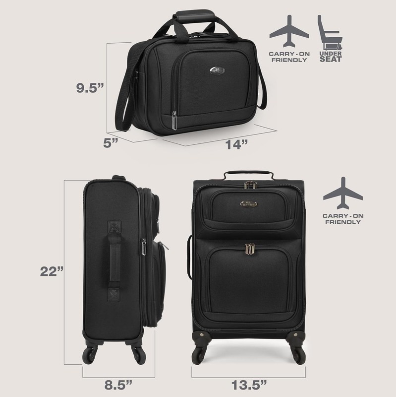 Versatile Black Rolling Suitcase with 4 Wheels and Spacious Interior Design gallery