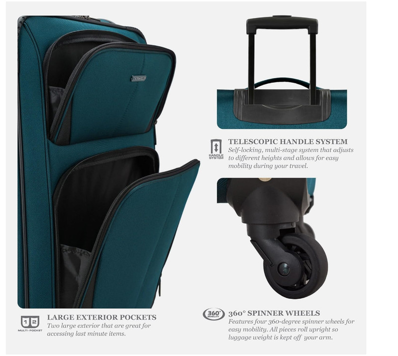 U.S. TRAVELER AVIRON BAY EXPANDABLE SOFTSIDE LUGGAGE TEAL CARRY-ON 23" TEAL gallery