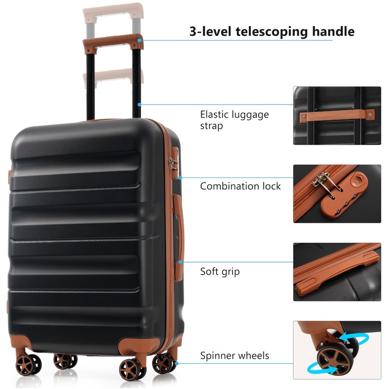 6 Piece Luggage Set Hardshell Carry on Suitcase with Spinner Check-In Sizes New gallery
