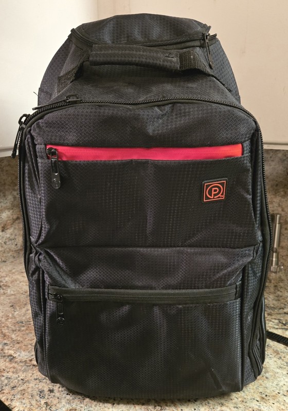 Protégé 22 Inch Rolling Backpack Black Red Wheels Retractable Handle