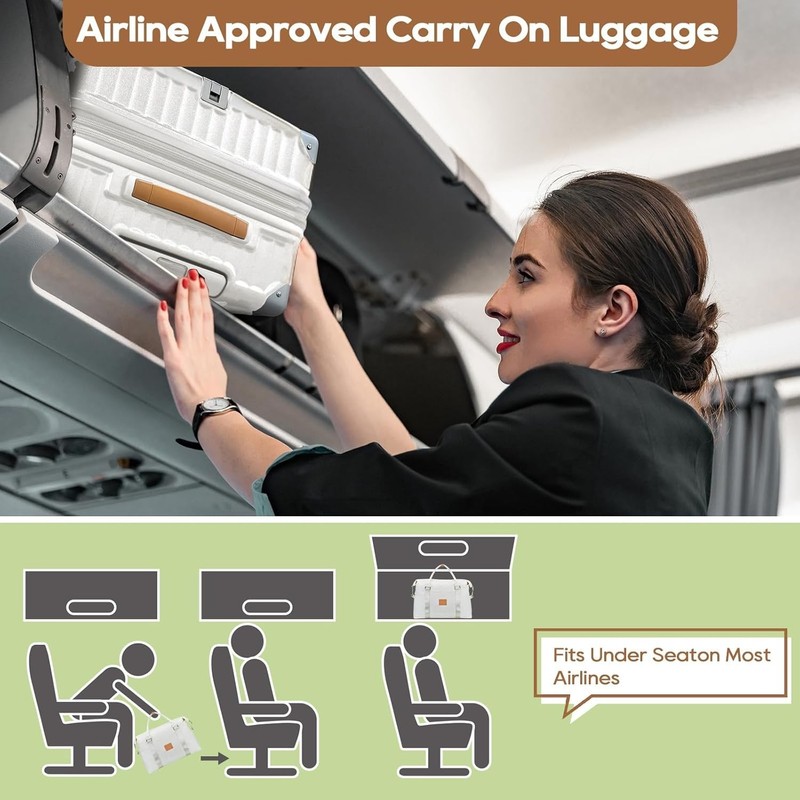 Expandable 20" Carry-On Luggage Set with USB Port & Cup Holder - White gallery