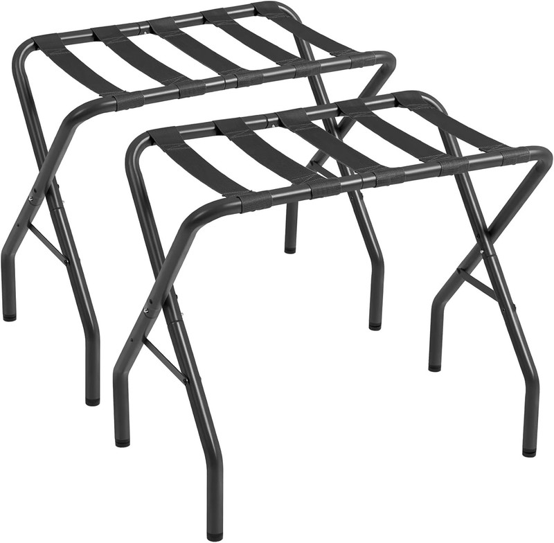 AMHANCIBLE Luggage Rack, Foldable Suitcase Stands Set of 2, Metal Luggage Holder