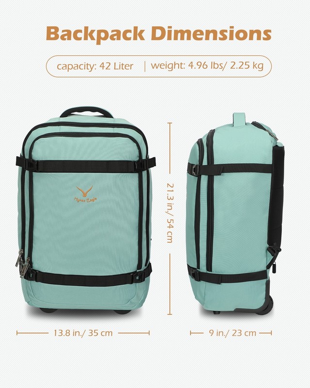 Hynes Eagle Convertible Rolling Backpack Travel 2-Wheels Carry-on Laptop Luggage gallery