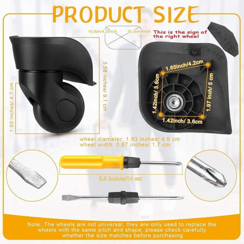 Large Luggage Wheel Replacement Set for Hard Suitcases with Mounting Hardware gallery