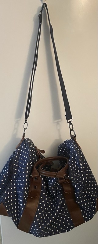 OFLAMN Weekender, Overnight Duffle Bag W/ Toiletries Bag Blue & White Polka Dot